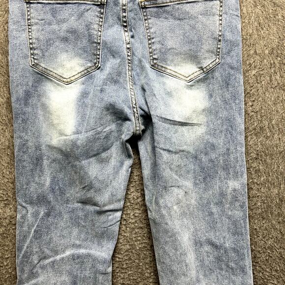 Dazy-Less Women’s Straight Leg Jeans M Light Wash Raw Hem Stretch Denim Pants - Picture 12 of 16